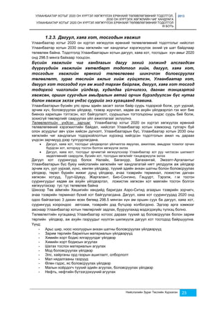 УЛААНБААТАР ХОТЫГ 2020 ОН ХҮРТЭЛ ХӨГЖҮҮЛЭХ ЕРӨНХИЙ ТӨЛӨВЛӨГӨӨНИЙ ТОДОТГОЛ, 
2030 ОН ХҮРТЭЛХ ХӨГЖЛИЙН ЧИГ ХАНДЛАГА 
УЛААНБААТАР ХОТЫГ 2020 ОН ХҮРТЭЛ ХӨГЖҮҮЛЭХ ЕРӨНХИЙ ТӨЛӨВЛӨГӨӨНИЙ ТОДОТГОЛ 
III БОТЬ 
2013 
1.2.3. Дагуул, хаяа хот, тосгодын хөгжил 
Улаанбаатар хотыг 2020 он хүртэл хөгжүүлэх ерөнхий төлөвлөгөөний тодотголыг нийслэл 
Улаанбаатар хотын 2030 оны хөгжлийн чиг хандлагыг хэрэгжүүлэх эхний үе шат байдлаар 
төлөвлөж байна. Тодотголд Улаанбаатарын хотын дагуул, хаяа хот, тосгодын хүн амыг 2020 
онд 298.5 мянга байхаар тооцсон. 
Бүсийн хөгжлийн чиг хандлагын дагуу эхний ээлжинд алслагдсан 
дүүргүүдийн хөгжлийн хөтөлбөрт тодотгол хийн, дагуул, хаяа хот, 
тосгодын хөгжлийн ерөнхий төлөвлөгөөг шинэчлэн боловсруулах 
төлөвлөлт, зураг төслийн ажлыг хийж гүйцэтгэн, Улаанбаатар хот, 
дагуул хот тосгодод хүн ам жигд тархан байрлаж, дагуул, хаяа хот тосгод 
тодорхой чиглэлийн үйлдвэр, худалдаа үйлчилгээ, дагнан тэнцвэртэй 
хөгжсөн, оршин суугчдын амьдралын аятай орчин бүрэлдүүлсэн бүс нутаг 
болон хөгжиж эхлэх үндэс суурийг энэ хугацаанд тавина. 
Улаанбаатарын бүсийн улс орны эдийн засагт эзлэх байр суурь тодорхой болж, уул уурхай, 
эрчим хүч, боловсруулах үйлдвэр, тээвэр жуучлал, хөдөө аж ахуйн үйлдвэрлэл гэх мэт бие 
биенээ харилцан тэтгэсэн, хот байгуулалт, суурьшлын тогтолцооны үндэс суурь бий болж, 
зохисгүй төвлөрлийг сааруулах үйл ажиллагааг эхлүүлнэ. 
Төлөвлөлтийн үндсэн зарчим: Улаанбаатар хотыг 2020 он хүртэл хөгжүүлэх ерөнхий 
төлөвлөгөөний хэрэгжилтийн байдал, нийслэл Улаанбаатар хотын хэмжээнд тулгарч буй 
олон асуудлыг авч үзэн хийсэн дүгнэлт, Улаанбаатарын бүс, Улаанбаатар хотын 2030 оны 
хөгжлийн чиг хандлагын тодорхойлолтын хүрээнд хийгдсэн тодотголын ажил нь дараах 
үндсэн зарчмууд дээр тулгуурлагдана. 
 Дагуул, хаяа хот, тосгодыг үйлдвэрлэл үйлчилгээ явуулах, ажиллаж, амьдрах тохилог орчин 
бүрдсэн хот, хоторхуу тосгон болгон хөгжүүлж эхлэх 
 Дагуул, хаяа хот, тосгодыг эрчимтэй хөгжүүлснээр Улаанбаатар хот руу чиглэсэн шилжилт 
хөдөлгөөнийг сааруулж, бүсийн хот, тосгодын хөгжлийг тэнцвэржүүлж эхлэх 
Дагуул хот суурингууд болох Налайх, Багануур, Багахангай, Эмээлт-Аргалантыг 
Улаанбаатарын бүс буюу нийслэлийн хөгжлийн чиг хандлагатай нягт уялдуулж аж үйлдвэр 
эрчим хүч, уул уурхай, хүнс, хөнгөн үйлдвэр, түүхий эдийн анхан шатны болон боловсруулах 
үйлдвэр, төрөл бүрийн жижиг дунд үйлдвэр, ачаа тээврийн терминал, ложистик дагнан 
хөгжсөн хотууд, Туул-Шувуу, Жаргалант, Био-Сонгино, Гацуурт, Тэрэлж, г.м тосгон 
суурингуудыг хөдөө аж ахуйн үйлдвэрлэл, ложистик хөгжсөн хот маягийн тосгон болгон 
хөгжүүлэхээр тус тус төлөвлөж байна 
Шинээр Төв аймгийн Хөшигийн хөндийд баригдах Аэро-Ситид агаарын тээврийн зорчигч, 
ачаа тээврийн терминал бүхий хот байгуулагдана. Дагуул, хаяа хот суурингуудад 2020 онд 
одоо байгаагаас 3 дахин өсөх бөгөөд 298.5 мянган хүн ам оршин суух ба дагуул, хаяа хот, 
суурингууд хоорондоо автозам, тээврийн дэд бүтцээр холбогдоно. Эдгээр арга хэмжээг 
авснаар Улаанбаатар хотын төвлөрлийг задлах, бууруулахад мэдэгдэхүйц түлхэц болно. 
Төлөвлөлтийн хугацаанд Улаанбаатар хотоос дараах түүхий эд боловсруулах болон зарим 
төрлийн үйлдвэр, аж ахуйн газруудыг нүүлгэн шилжүүлж дагуул хот тосгодод байршуулна. 
Үүнд: 
- Арьс шир, ноос ноолуурын анхан шатны боловсруулах үйлдвэрүүд 
- Зарим төрлийн барилгын материалын үйлдвэрүүд 
- Химийн хорт бодис ялгаруулдаг үйлдвэр 
- Химийн хорт бодисын агуулах 
- Шатах тослох материалын агуулах 
- Мод боловсруулах үйлдвэр 
- Элс, хайрганы орд газрын ашиглалт, олборлолт 
- Мал нядалгааны газрууд 
- Өлөн гэдэс, яс боловсруулах үйлдвэр 
- Малын хоёрдогч түүхий эдийн агуулах, боловсруулах үйлдвэр 
- Нефть, нефтийн бүтээгдэхүүний агуулах 
Нийслэлийн Зураг Төслийн Хүрээлэн 23 
 