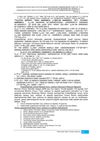 УЛААНБААТАР ХОТЫГ 2020 ОН ХҮРТЭЛ ХӨГЖҮҮЛЭХ ЕРӨНХИЙ ТӨЛӨВЛӨГӨӨНИЙ ТОДОТГОЛ, 
2030 ОН ХҮРТЭЛХ ХӨГЖЛИЙН ЧИГ ХАНДЛАГА 
УЛААНБААТАР ХОТЫГ 2020 ОН ХҮРТЭЛ ХӨГЖҮҮЛЭХ ЕРӨНХИЙ ТӨЛӨВЛӨГӨӨНИЙ ТОДОТГОЛ 
III БОТЬ 
2013 
ã. Áèåò áóñ ºâ/óðëàã, ñî¸ëûí ºâèéã ºâëºã÷èä áîëîí óëàìæëóóëàí ºâë¿¿ëæ áàéãàà õ¿ì¿¿ñ òýäíèé 
ñî¸ëûí îðîí çàé, ãàçðóóä / ãýñýí àíãèëàëä àâ÷ ¿çýí õàäãàëàëò õàìãààëàëòûí àðãà õýìæýý àâàõ 
Ýäãýýðèéã äýëõèéí ºâèéí æàãñààëò, ¿íäýñíèé æàãñààëò, îðîí íóòãèéí 
æàãñààëò, ò¿¿íèé õàäãàëàëò õàìãààëàëò/ñýðãýýí çàñâàðëàëòûã õàäãàëàëò 
õàìãààëàëòûí íýã õýñýã ãýæ ¿çäýã/ ãýñýí ãóðâàí ýðýìáèéí ò¿âøíèé õàäãàëàëò, 
õàìãààëàëòûí àðãà õýìæýý àâäàã áàéíà. 
Ò¿¿õ, ñî¸ëûí äóðñãàëûí îð÷íû á¿ñèéí õàäãàëàëò õàìãààëàëòûí ãîðèìûã ÷àíãàòãàíà. 
Óëààíáààòàðò áàéãóóëñàí íýðýìæèò õºøºº äóðñãàëóóäûã äýëõèéí, ¿íäýñòíèé, îðîí 
íóòãèéí çýðýãëýëä îðóóëæ ò¿¿õýí öàã ¿åèéí ¿íýëýìæòýé óÿëäóóëàí çîõèöóóëæ 
ò¿¿íèéã áàéãóóëàõ öàð õ¿ðýý, çîõèîìæ, ìàòåðèàëûã øèéäýæ áàéõ àðãà õýìæýýã 
òºëºâø¿¿ëíý. 
Улаанбаатар хотын хөгжлийн ерөнхий төлөвлөгөөний тухай хуульд, барьж 
áàéãóóëñàí áàðèëãà áàéøèí 50-100 æèë áîëìîãö õàäãàëàëò õàìãààëàëòûí àíãèëëûã 
àõèулах “шалгуурт тогтолцоо бүхий байнгын систем” үйлчилдэг байж, ёс уламжлал 
áîëãîí õºãæ¿¿ëýõ, çààëò îðóóëíà. 
50 -100 æèëèéí ò¿¿õèéí øàëãóóð äààõã¿é áàéõ ìàãàäëàëòàéãààð òºëºâëºãäñºí 
áàðèëãà áàéãóóëàìæèéã áàðüæ áàéãóóëàõã¿é áàéõ, àðãà õýìæýý àâíà 
Ò¿¿õ, ñî¸ëûí äóðñãàëûí õàäãàëàëò, õàìãààëàëòûí çàð÷èì 
Ò¿¿õ, ñî¸ëûí äурсгалын хадгалалт, хамгаалалтын äîîðõ çàð÷ìóóäûã áàðèìòàëæ 
áàéõûã òîì¸îëæ áàéíà. ¯¿íä: 
- Õ¿íèé ýðõ áà ¿íäñýí ýðõ ÷ºëººã äýýäëýí õ¿íäýòãýõ çàð÷èì 
- Îíöãîé á¿ðýí ýðõ ýäëýõ çàð÷èì 
- Á¿õ ñî¸ëûã èæèë òýãø ¿íýëæ, õ¿íäýòãýõ çàð÷èì 
- Олон улсын эв нэгдэл хамтын ажиллагааны зарчим 
- Õºãæëèéí ýäèéí çàñàã, ñî¸ëûí õî¸ð òàëò çàð÷èì 
- Òîãòâîðòîé õºãæëèéí çàð÷èì 
- Èæèë òýãø õ¿ðòýõ çàð÷èì 
- Íýýëòòýé áºãººä òýíöâýðòýé áàéõ çàð÷èì çýðãèéã óäèðäëàãà áîëãîí òºëºâëºëòèéã 
õèéõ ¸ñòîé. 
à. Õºøºº äóðñãàë, äóðñãàëò ãàçðûã õàäãàëæ õàìãààëàõ, ñýðãýýí çàñâàðëàõ òóõàé 
Нийслэлийн Зураг Төслийн Хүрээлэн 93 
îëîí óëñûí /Âåíåöèéí/ õàðòè 
á. Äóðñãàëò ãàçðóóäûã áàðèìòæóóëàõ ÈÊÎÌÎÑ-èéí çàð÷èì 
â. Ñî¸ëûí ºâèéí ýõ áàéäëûã õàäãàëàõ òóõàé Íàðàãèéí áàðèìò áè÷èã çýðãèéã 
óäèðäëàãà áîëãîæ ñî¸ëûí ºâèéã õàìãààëàõ ¿íäýñíèé õóóëü òîãòîîìæóóäûã 
òºãºëäºðæ¿¿ëýí, äàãàæ ìºðäºíº. 
Улаанбаатар хотод байгаа түүх, соёлын дурсгалт байшин барилга 
Монгол Улсын Засгийн газрын 2008 оны 5-р сарын 14-ний өдрийн 175 дугаар тоот 
тогтоолоор Монгол Улсын “Түүх, соёлын үл хөдлөх дурсгалын жагсаалт”-ыг 4 дэх 
удаагаа шинэчлэн баталсан билээ. Энэхүү жагсаалтад Улаанбаатар хотын нутаг 
дэвсгэрт орших түүх, соёлын үл хөдлөх дурсгалыг Улсын болон нийслэлийн 
хамгаалалтад байх түүх ,соёлын үл хөдлөх дурсгал хэмээн он цаг, ач холбогдол, 
онцлог, дахин давтагдашгүй гэх мэт үзүүлэлтүүдийг харгалзан хоёр хуваан авч үзсэн 
байдаг. Үүнд: 
 Улсын хамгаалтад байх түүх, соёлын үл хөдлөх 14 дурсгал 
 Нийслэлийн хамгаалалтад байх түүх, соёлын 11 дурсгал багтсан байна. 
Улсын хамгаалтад байх түүх, соёлын үл хөдлөх дурсгалууд: 
1. Ардын намын Төв хороо, Ардын түр засгийн газар түр байрлаж байсан байшин 
2. Анхны “Өндөр хоршоо”-ны 2 давхар байшин 
3. Алтан-Өлгий дэх оршуулгын газар 
4. Богд хааны ногоон ордон музейн цогцолбор 
5. Гандантэгчинлэн хийдийн цогцолбор 
6. Гачууртын амны хадны зураг 
7. Гэр хэлбэрт модон дугануудын цогцолбор 
8. Гэсэр сүмийн цогцолбор 
9. Дамбадаржаа хийдийн цогцолбор 
10. Дарь-Эхийн сүмийн 2 ширхэг чулуун багана, Гол сүм 
11. Их тэнгэрийн амны хадны зураг 
 