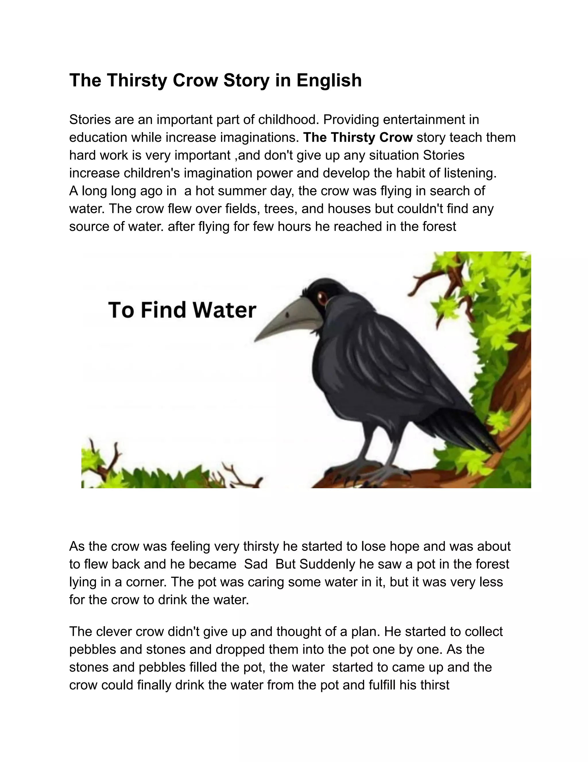 Easy Thirsty Crow Story In English Writing The Thirsty Crow Story in English (1).pdf