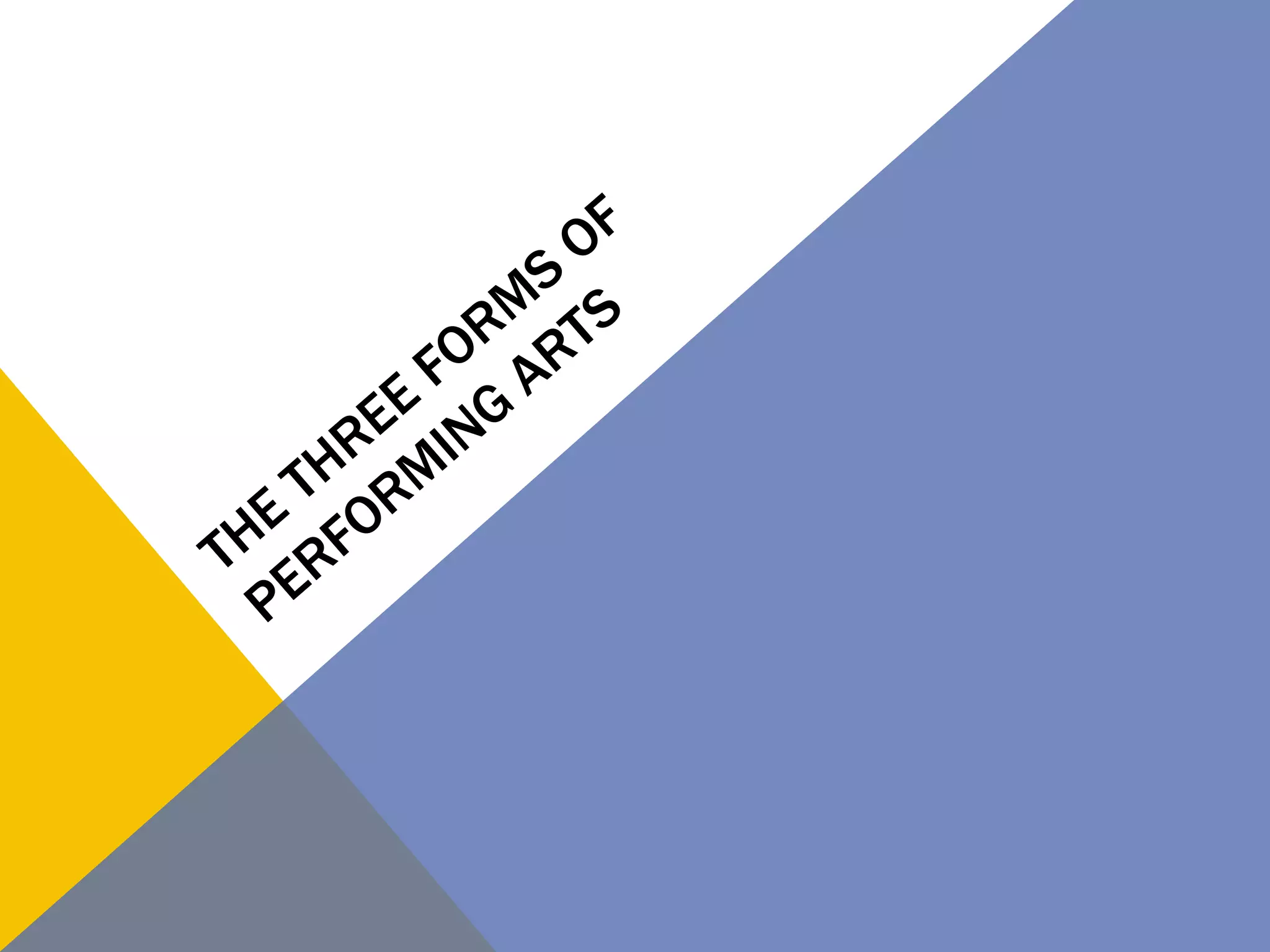 The three forms of performing arts.pptx | Dance | Fine Art