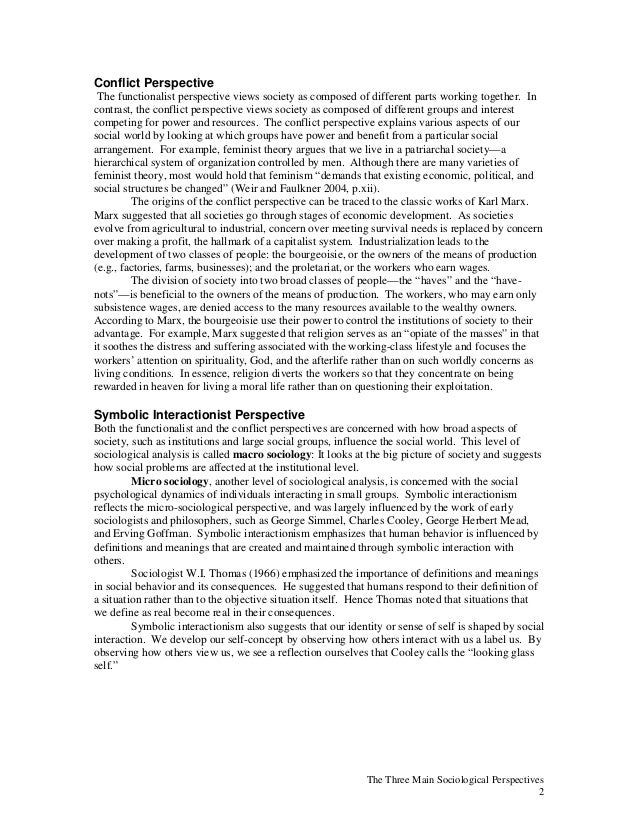 The Three Main Sociological Perspectives