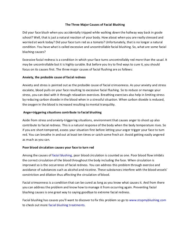 The three major causes of facial blushing