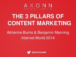 @axonnmedia
THE 3 PILLARS OF
CONTENT MARKETING
Adrienne Burns & Benjamin Manning
Internet World 2014
 