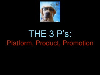 THE 3 P’s:
Platform, Product, Promotion
 