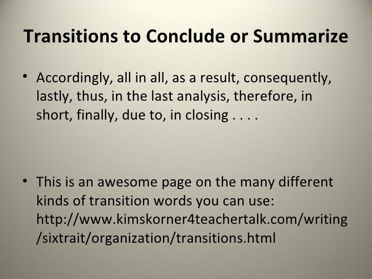 the three transition types transition in writing