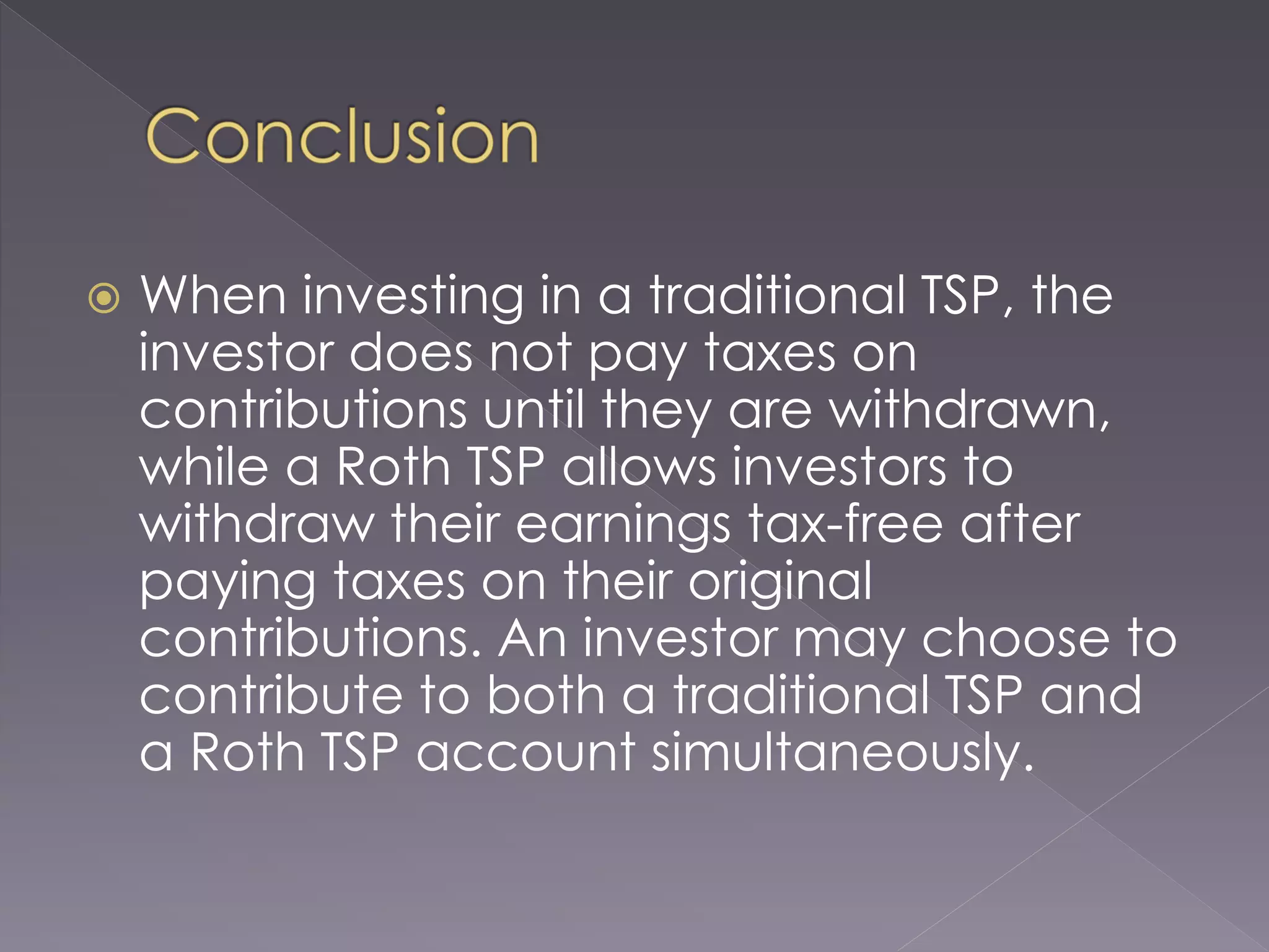 The Thrift Savings Plan for Federal Employees | PPTX