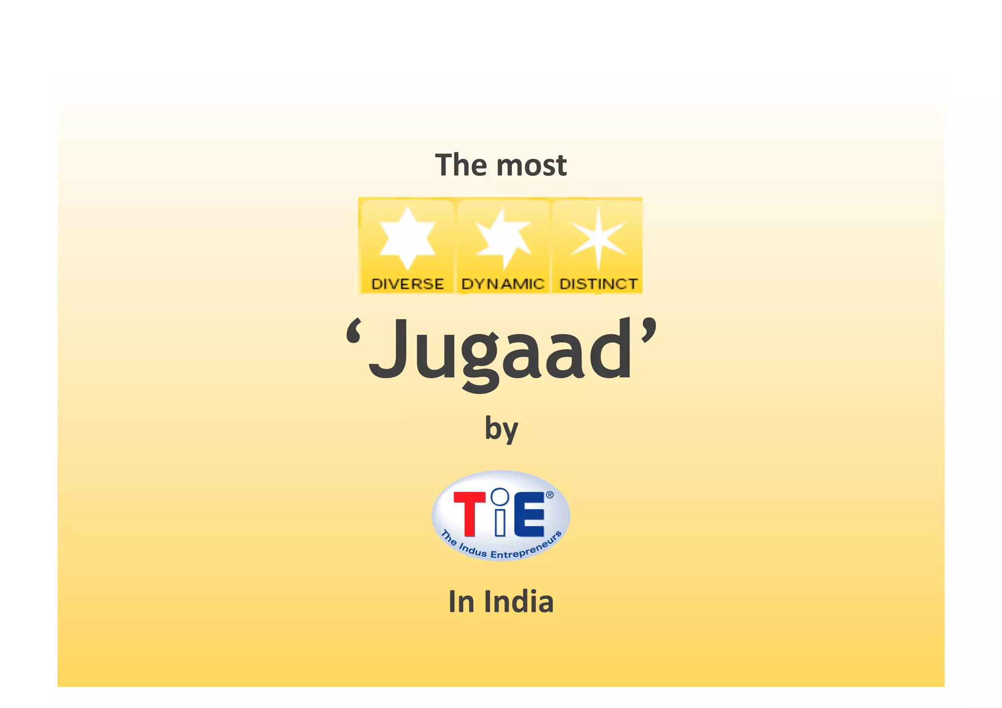 The	
  most	
  




‘Jugaad’
       by	
  




   In	
  India	
  
 