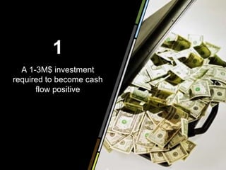 1
  A 1-3M$ investment
required to become cash
      flow positive
 