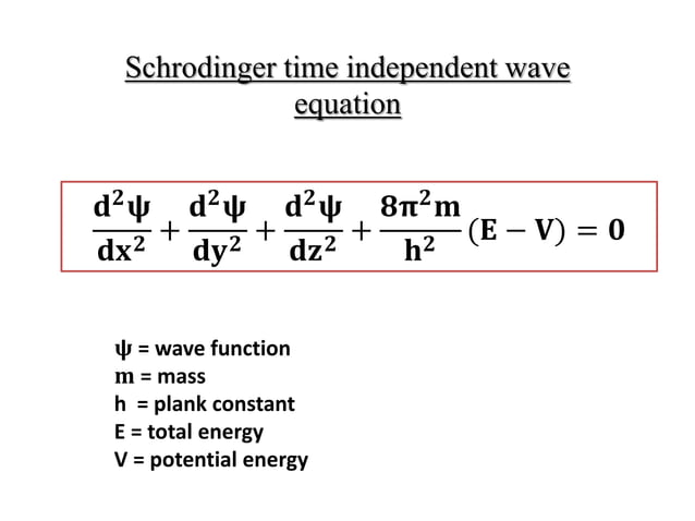The Time Independent Schr dinger Wave Equation PPTX