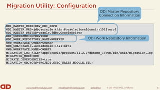 Migration Utility: Configuration 
www.RedPillAnalytics.com info@RedPillAnalytics.com @RedPillA © 2014 RED PILL Analytics 
...