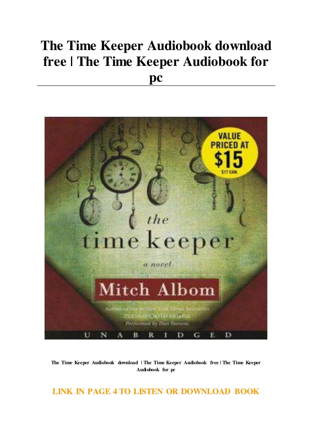 The Time Keeper Audiobook download free The Time Keeper Audiobook f…