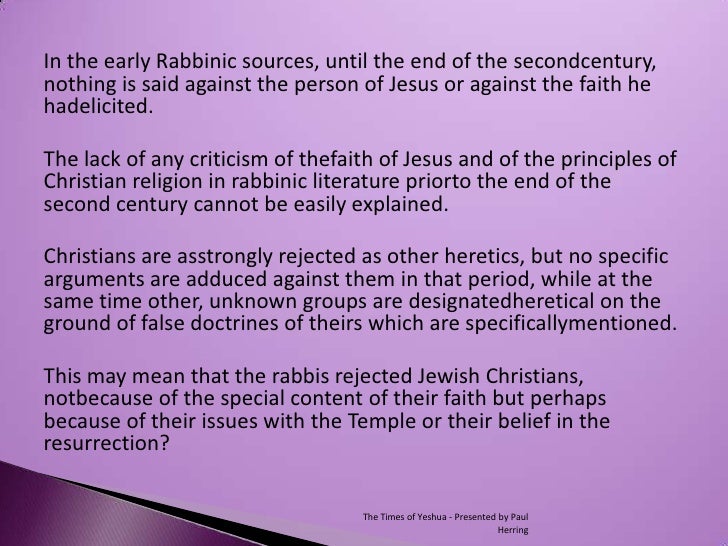 The Times Of Yeshua