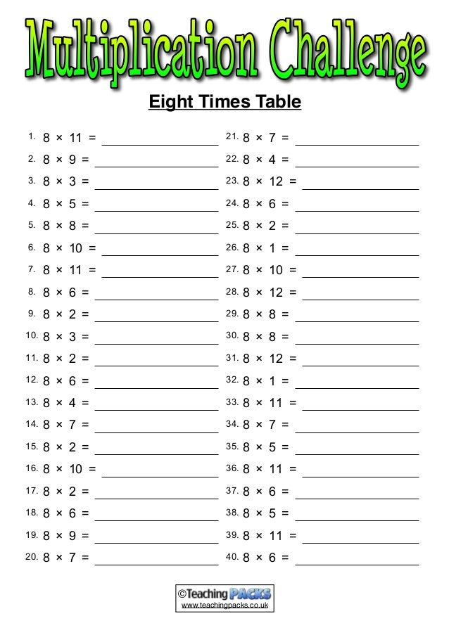 the times tables pack