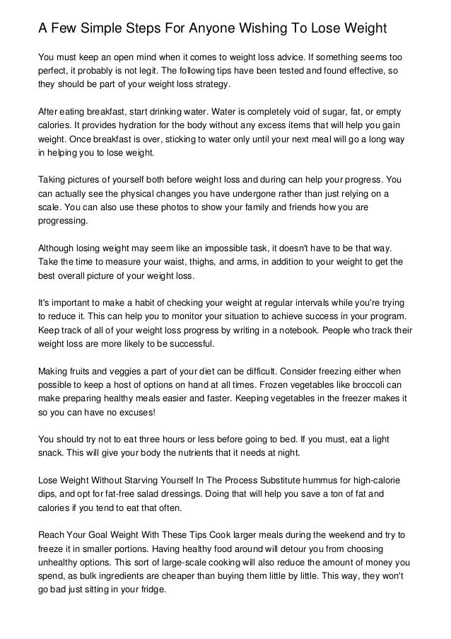 a few simple steps for anyone wishing to lose weight