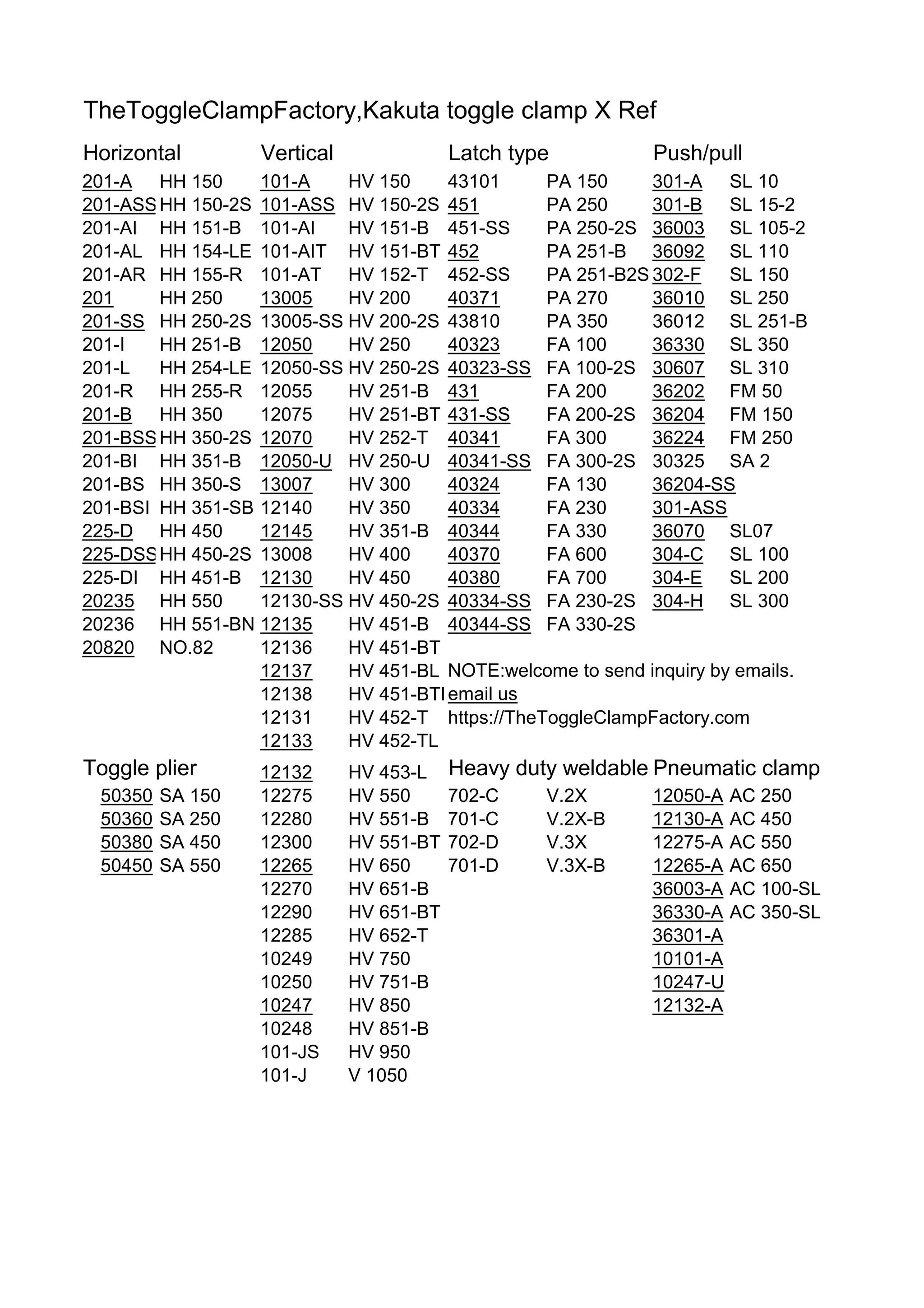 Thetoggleclampfactory,kakuta toggle clamp xref PDF