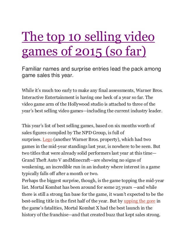 best selling video games 2015
