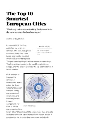 The top 10 smartest european cities