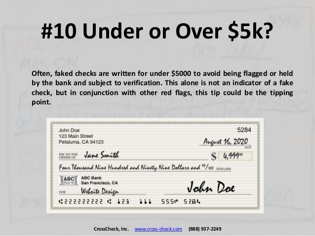 The Top 10 Tips To Spot A Fake Check