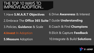 The Top 10 Ways To Improve Office 365 & SharePoint Adoption - Collab365 ...