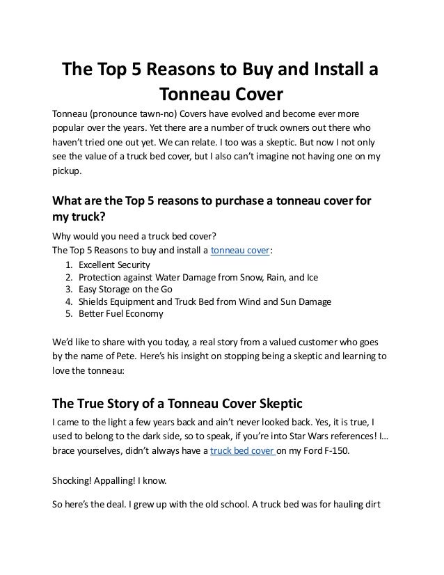 The Top 5 Reasons To Buy And Install A Tonneau Cover