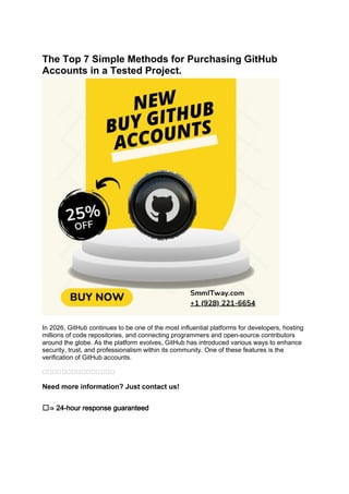 The Top 7 Simple Methods for Purchasing GitHub Accounts in a Tested ...