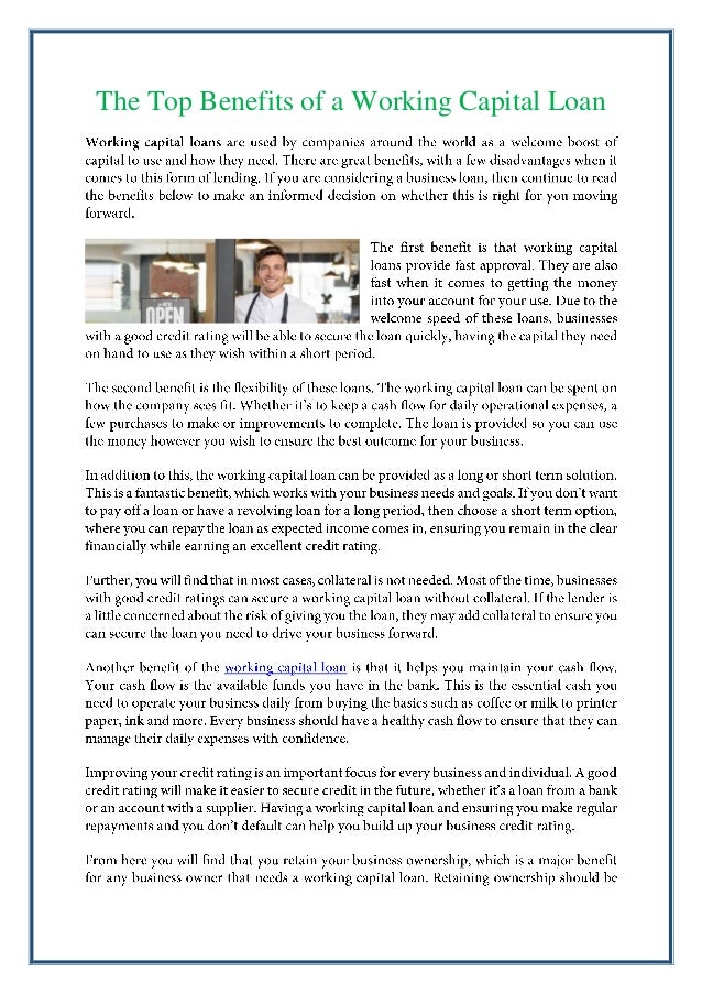 The Top Benefits Of A Working Capital Loan Calprivate Bank
