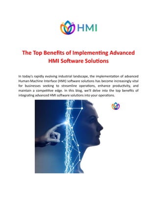 The Top Benefits of Implementing Advanced HMI Software Solutions | PDF