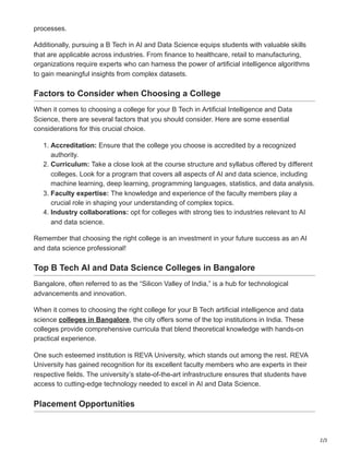 The Top B Tech Artificial Intelligence and Data Science Colleges in ...