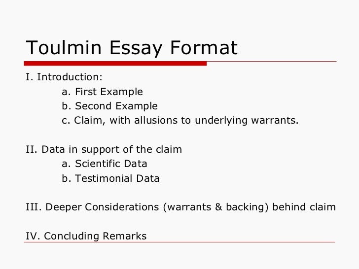 toulmin argument essay outline