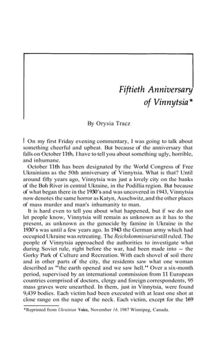 The Tragedy of Vinnytsia materials on Stalin's policy of extermination in Ukraine during the great purge 1936-1938