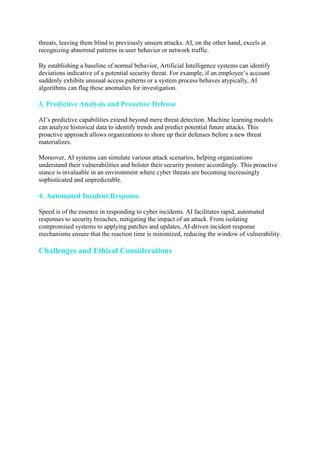 The Transformative Role of Artificial Intelligence in Cybersecurity | PDF