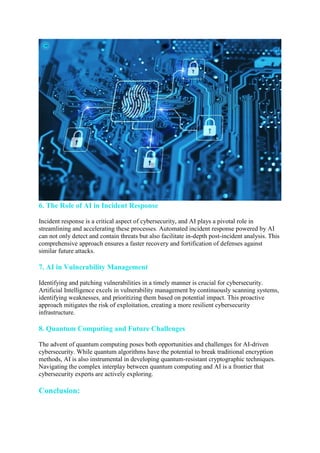The Transformative Role of Artificial Intelligence in Cybersecurity | PDF