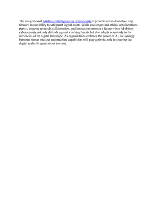 The Transformative Role of Artificial Intelligence in Cybersecurity | PDF