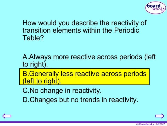 transition metal reactivity trend