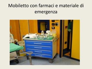 Mobiletto con farmaci e materiale di 
emergenza 
 