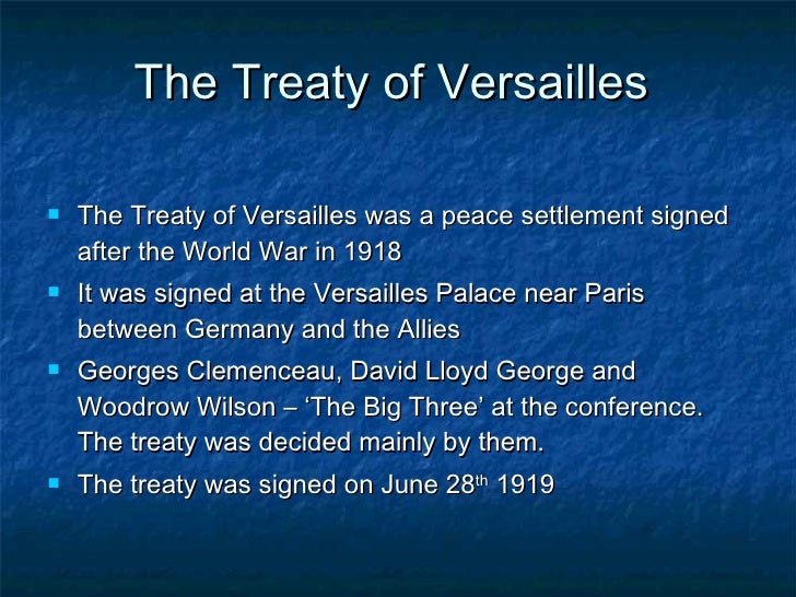 Treaty of versailles essay summary