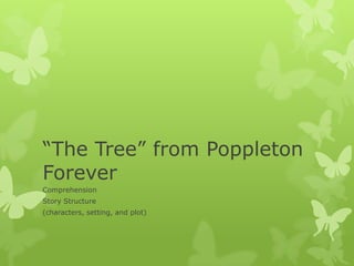“The Tree” from Poppleton
Forever
Comprehension
Story Structure
(characters, setting, and plot)
 