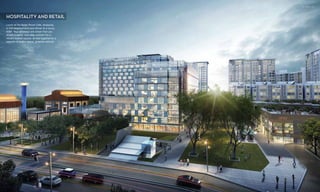 HOSPITALITY AND RETAIL
Lunch at the Boiler Room Cafe, shopping
in the neighborhood and dinner at a luxury
hotel. Your getaways are closer than you
would imagine. Just step outside into a
vibrant market square, all tied together by a
network of public space, greenery and art.
THE TREES | 29
 