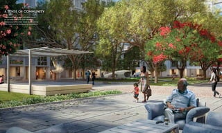 A SENSE OF COMMUNITY
Courtyards are spaces that allow you to
be sociable or to find quiet reflection.
Breezeways offer clear vistas to the central
tree lined court at every arrival experience.
RESIDENCES AT THE TREES | 43
 