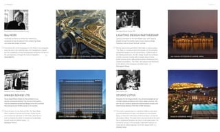 6 0 | PARTNERS
The primary aim of the landscape for The Trees is to ecologically
serve the site in two essential ways: the management of water
and the modification of local temperatures during the hot time of
the year reducing it through the mass of vegetation.
Diana Balmori
Diana Balmori, FASLA, founding Principal
BALMORI
Landscape architects for Godrej One, Balmori are
recognized across the globe for their outstanding design
and sustainable design principles.
“ “
True to its vision of ‘Live, Work and Play’ The Trees Master
Plan is a balance of function and emotion. Godrej Two will
carry forward this philosophy to make itself a `great place to
work’ by fostering the virtues of creativity and sustainability,
through simple and efficient design.
Masakazu Kimura
Masakazu Kimura, Design Principal
NIKKEN SEKKEI LTD.
Tokyo based Nikken Sekkei are the architects for our
second commercial building. They are one of the world’s
most accomplished architectural design firms with a portfolio
that extends across 20,000 projects in 40 countries.
“ “
NEW GOVERNMENT CITY IN SEJONG, SOUTH KOREA
SONY CORPORATION IN TOKYO, JAPAN
PARTNERS | 61
Moving beyond the quantifiable deliverable of built-up areas,
‘The Trees’ is a unique project that focuses on the intangible
experiential aspects of a rich environment. A difficult task for
any development team, the GPL Design Studio has achieved
a terrific outcome in being able to assign value to these
subtle nuances which differentiate between timelessness and
transient acquisitions. ‘The Trees’ will certainly bear testament
to the efforts of the developer-consultant team.
Dhruvajyoti Ghose
Dhruvajyoti Ghose, Partner LDP
LIGHTING DESIGN PARTNERSHIP
Lighting consultants for the Trees Master plan, LDP’s flagship
projects include The Sydney Opera House, Erasmus Bridge
Rotterdam and the Ansett Terminal, Australia.
“
“
This small but special project is a significant addition to Mumbai’s
suburban landscape as it sets a new direction for how industrial
legacy, a critical part of Mumbai’s architectural history, can play the
role of place-making. The project sets a new benchmark for the vision
that an enlightened developer can bring to a real estate project. We
ascribed its success to the synergetic collaboration between our
studio with the cutting edge team at the GPL Design studio.
Ambrish Arora
Team Studio Lotus
STUDIO LOTUS
Designers for the Imagine Studio, they are acknowledged as one
of India’s leading architecture and interior design practices. The
firm has won numerous global and national awards including the
World Holiday Building of the Year at WAF Barcelona.
“
“
JAL MAHAL EXTERIOR IN JAIPUR, INDIA
RAAS IN JODHPUR, INDIA
 