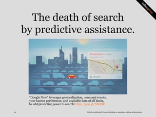 Strictly confidential: Do not distribute or reproduce without authorization32
The death of search
by predictive assistance...