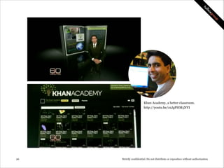 Khan Academy, a better classroom.
http://youtu.be/zxJgPHM5NYI

!26

Strictly confidential: Do not distribute or reproduce ...