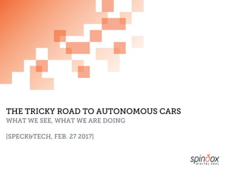 THE TRICKY ROAD TO AUTONOMOUS CARS
WHAT WE SEE, WHAT WE ARE DOING
[SPECK&TECH, FEB. 27 2017]
 