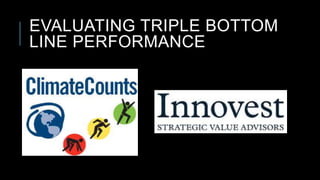 EVALUATING TRIPLE BOTTOM
LINE PERFORMANCE
 