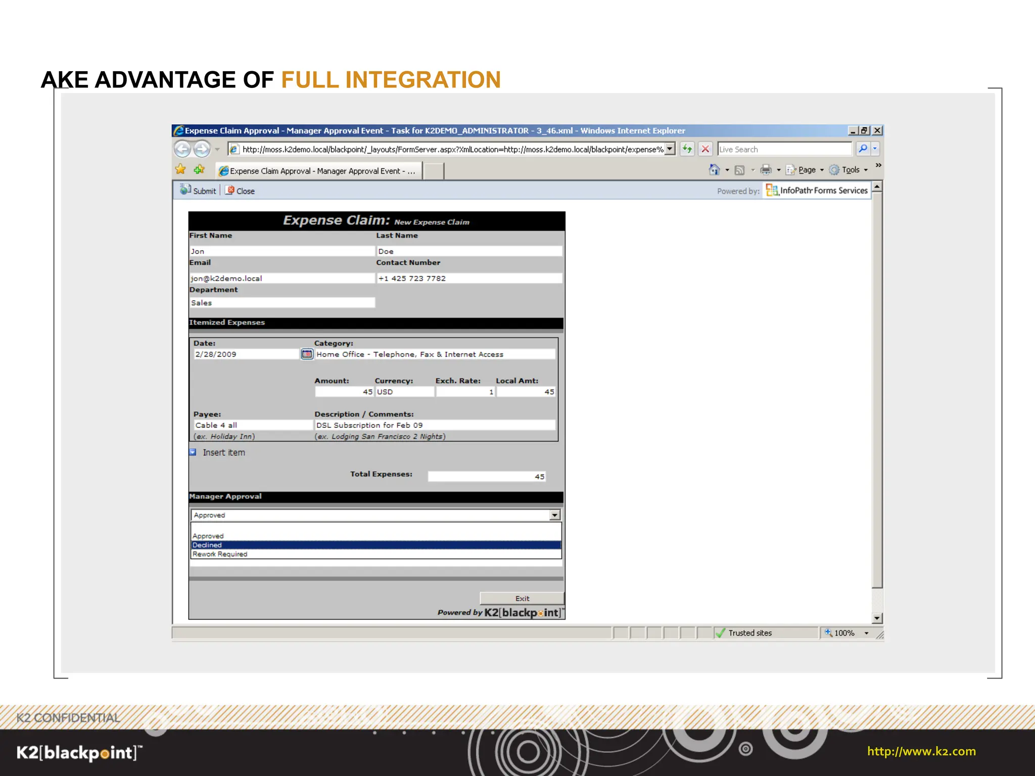TAKE ADVANTAGE OF  FULL INTEGRATION 