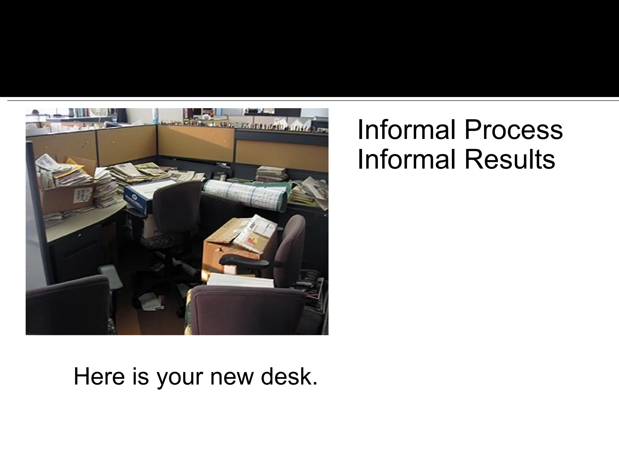 Here is your new desk. Informal Process Informal Results 
