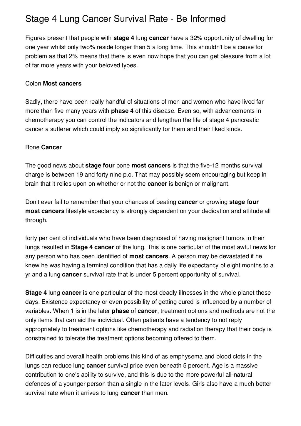 Stage 4 Lung Cancer Survival Rate Be Informed