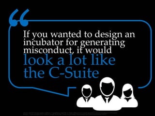 If you wanted to design an incubator for
generating misconduct, it would look a lot like
the C-Suite
 