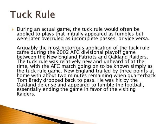 The Tuck Rule in Football