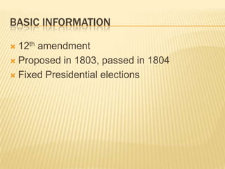 American Government: Twelfth Amendment (1804)
